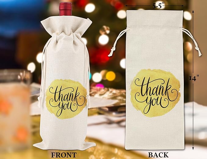 Grateful Wine Bag,Thank You Friend for the Gift,Party Thank You Favor,Family Holiday Gifts,Thank You Gifts for Colleagues,Employee,Family,Women,Social Workers,Bosses,1 Drawstring Gift Wine Bag,Q29