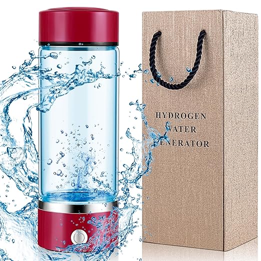 Hydrogen Water Bottle with PEM SPE Technology - 2024 for Men Women - A Portable Rechargeable Hydrogen Water Generator with Gift Box, Hydrogen Water Ionizer Machine for Home Office Travel (Red)