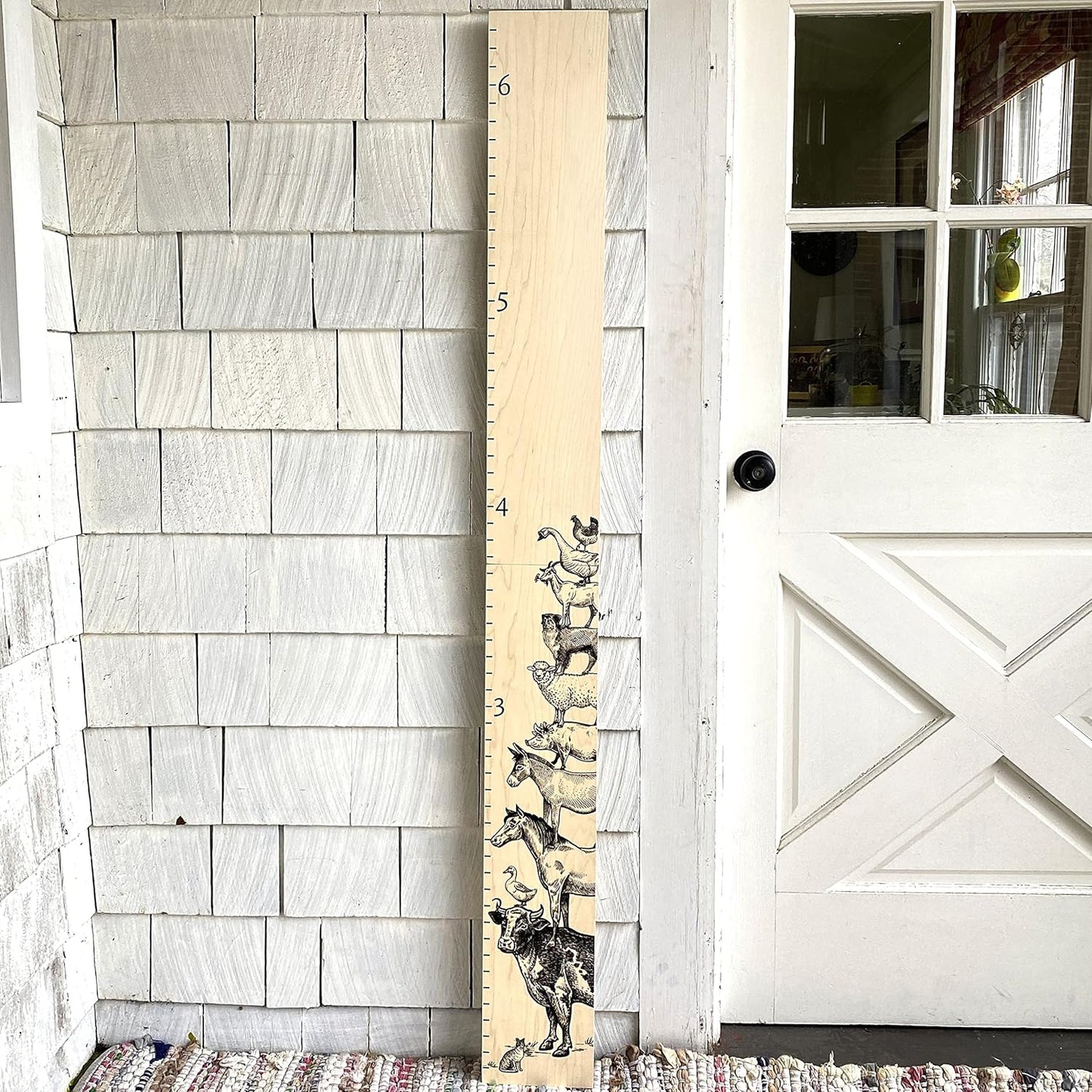 Wooden Growth Chart – Kids Height Chart, Wall Measurement for Kids, Height Chart for Wall, Growth Ruler for Children – Farm Animals, Natural - 63" x 6.7"