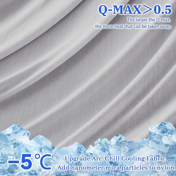 Cooling Pillow Cases for Hot Sleepers - Double Side Arc-Chill Q-Max>0.5 Cooling Fiber Cool Pillow Cases 2 Pack - Breathable Soft Cold Pillow Cases with Hidden Zipper (Light Grey, 20" x 30")