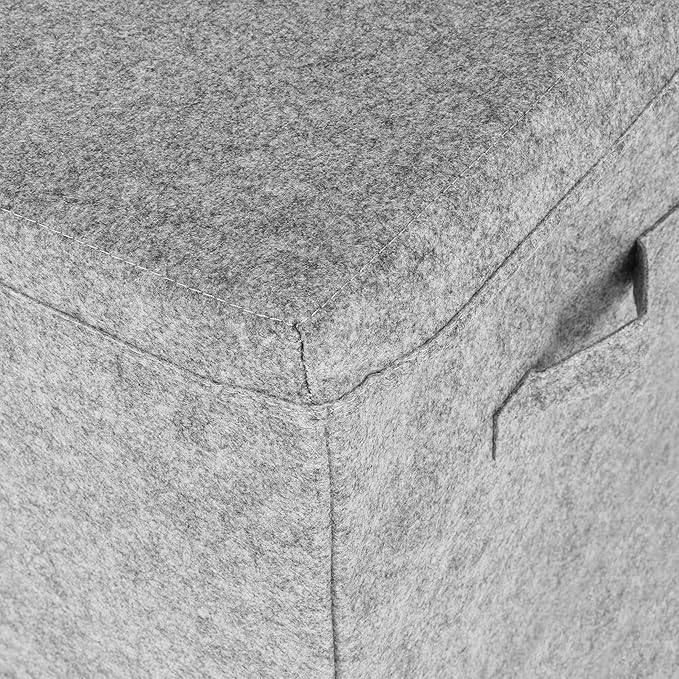 Sammy & Lou Collapsible Felt Soft Toy Box Toy Chest for Toddlers Toy Storage Organizer with Handles and Hinged Lid, 22 x 14.5 x 15 inches, Light Gray