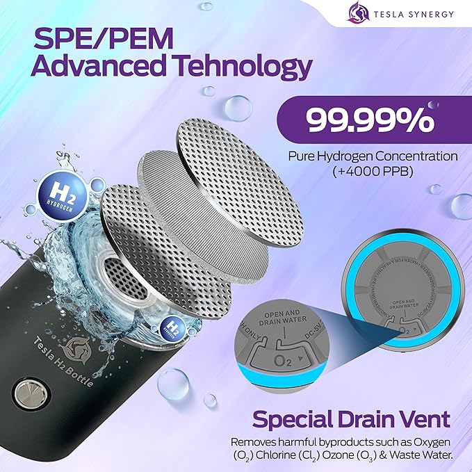 Tesla H2 Bottle Premium Hydrogen Water Bottle, Hydrogen-Rich Water Bottle, Hydrogen Water Generator, H2 Water Bottle, Portable Hydrogen Water Bottle, Hydrogen Water Maker, Hydrogen Water Machine