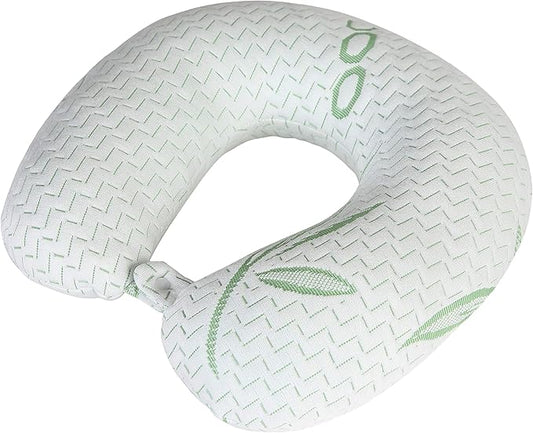 Rayon Derived from Bamboo Travel Pillow for Head Support - Shredded Memory Foam Neck Travel Pillow for Cars, Planes, Ergonomically Designed, Machine Washable Cover (Pack of 1)