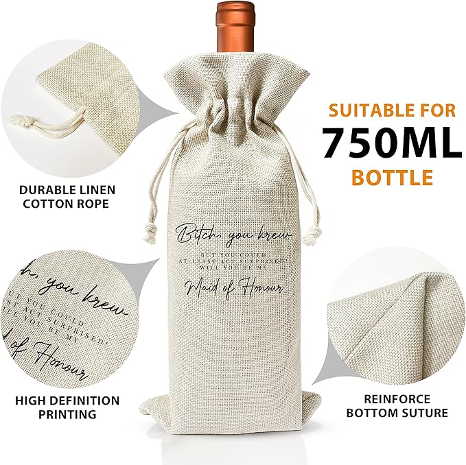 Wedding Gifts Wine Bag (1pc) - Pairs well with getting married, Engagement Gift for Couples, Gift for her, Engagement Wine Bag - Mr and Mrs Wedding Gift - Bride and Groom - Bridesmaid Gift- HiMo273