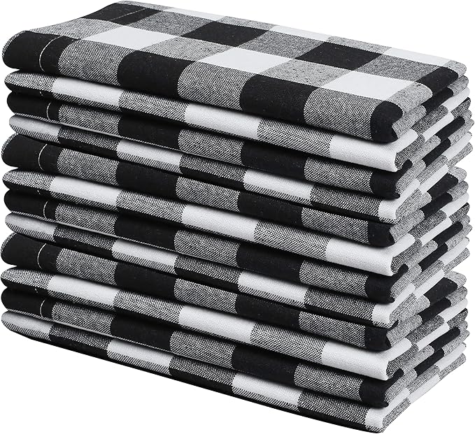 Buffalow Plaid Cloth Napkins, Check Napkins,Cloth Napkins,Cotton Napkins,Dinner Napkins Cloth,Dinner Napkins,Cloth Napkins Set of 12 Cotton,Napkins Cloth,Cloth Napkins cotton- 18x18 Black White