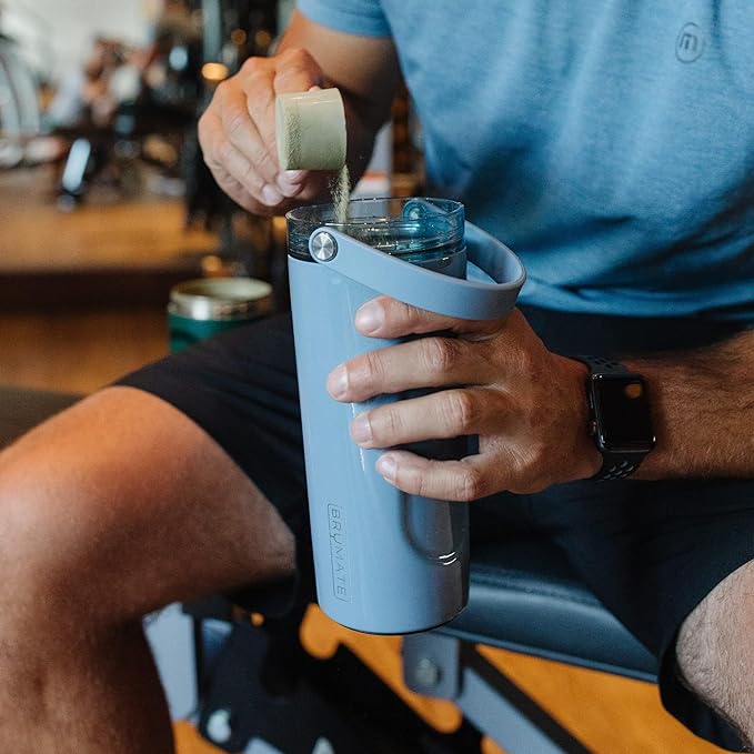 BrüMate MultiShaker Blender Shaker Bottle | 100% Leakproof Insulated Stainless Steel Shaker Bottle | Protein Shaker Bottle, and Pre Workout Bottle for the Gym | 26oz (Dune)