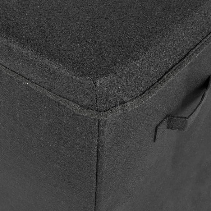 Sammy & Lou Collapsible Felt Soft Toy Box Toy Chest for Toddlers Toy Storage Organizer with Handles and Hinged Lid, 22 x 14.5 x 15 inches, Black