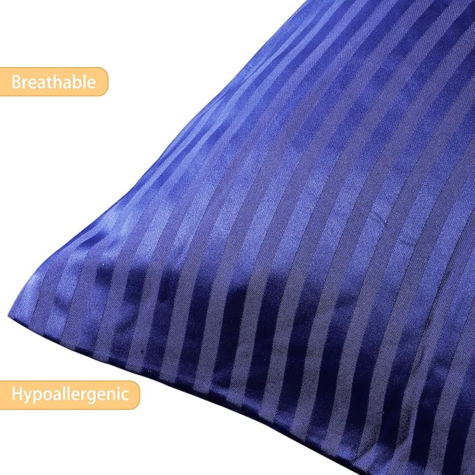 Toddler Bedding Set - 4 Piece Soft Crib Bedding Set for Boys, Includes Toddler Comforter, Flat Sheet, Fitted Sheet and Pillowcase, Blue Stripe