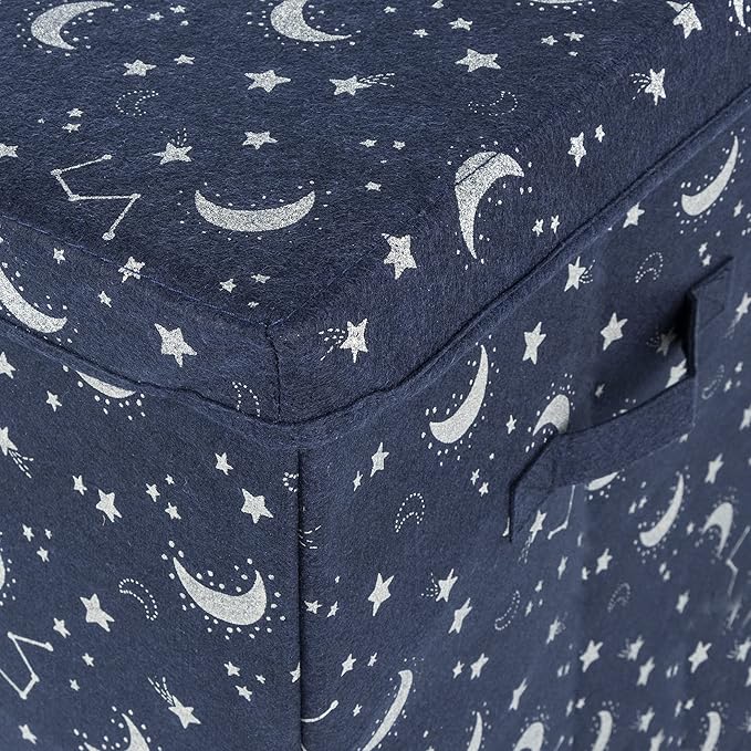 Sammy & Lou Collapsible Felt Soft Toy Box Toy Chest for Toddlers Toy Storage Organizer with Handles and Hinged Lid, 22 x 14.5 x 15 inches, Constellation