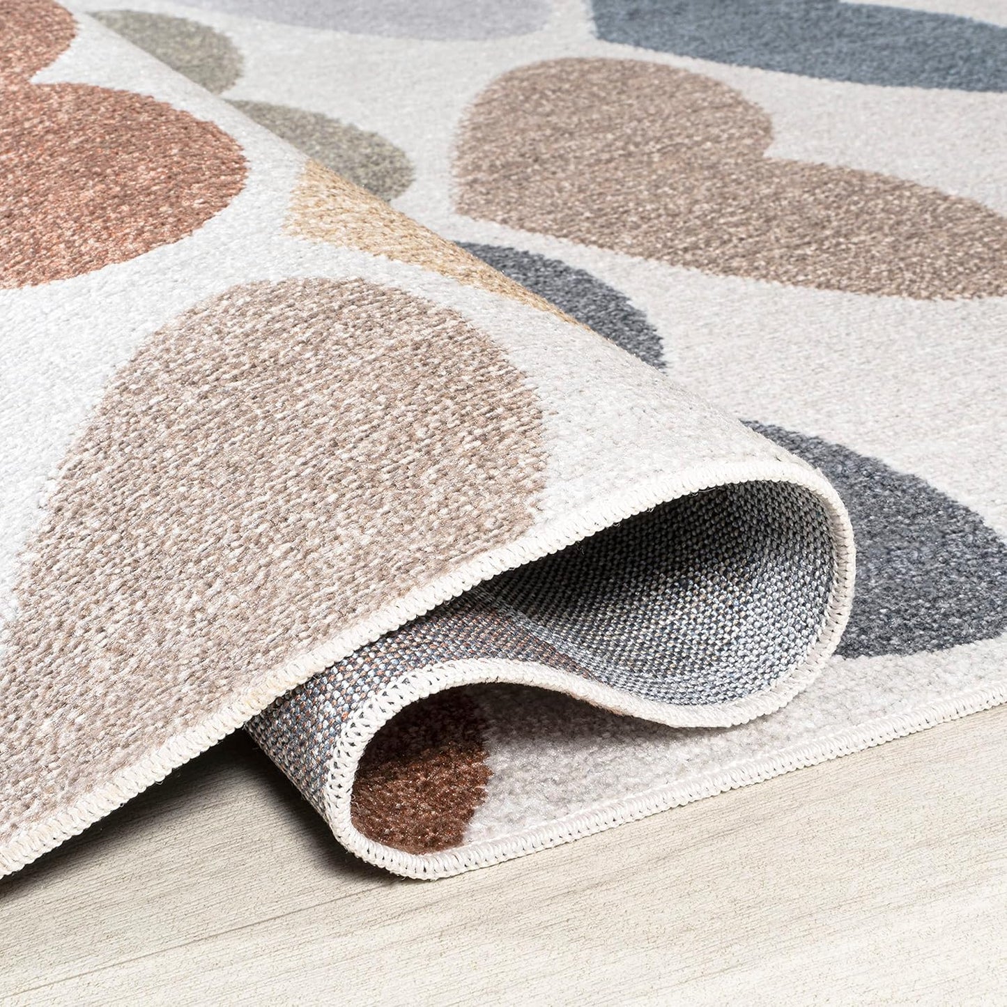 JONATHAN Y Machine-Washable Ivory/Blue/Orange Runner Rug, 2x8, Dila Modern Hearts Geometric, Kids & Novelty, Vintage, Bedroom, Kitchen, Living Room, Easy-Cleaning, Non-Shedding (KDW101A-28)