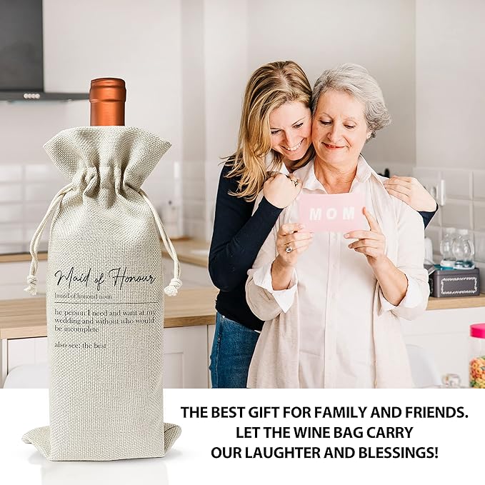 Pregnancy Announcement Wine Gift Bags - New Mom Gift Wine Bags - Cover Bag For Having New Baby - Grandparents - New Parents - Baby shower Party Supplies Favors - Mother's Day Gift - Burlap - HiMo266