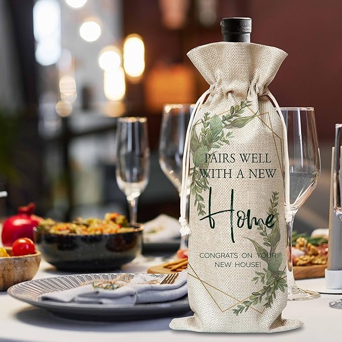 House Warming Gifts For Woman Man, New Home Wine Gift Bag, Housewarming Gifts For New Homeowners, Pairs Well With A New Home Wine Bag, New Home Party Decoration Supplies Favors, B50