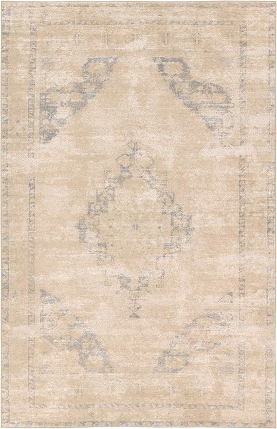 Jaipur Living Natural, Jute 5x8 Area Rug, Boho, Tan and Slate, Living Room Rug, Bedroom Rug
