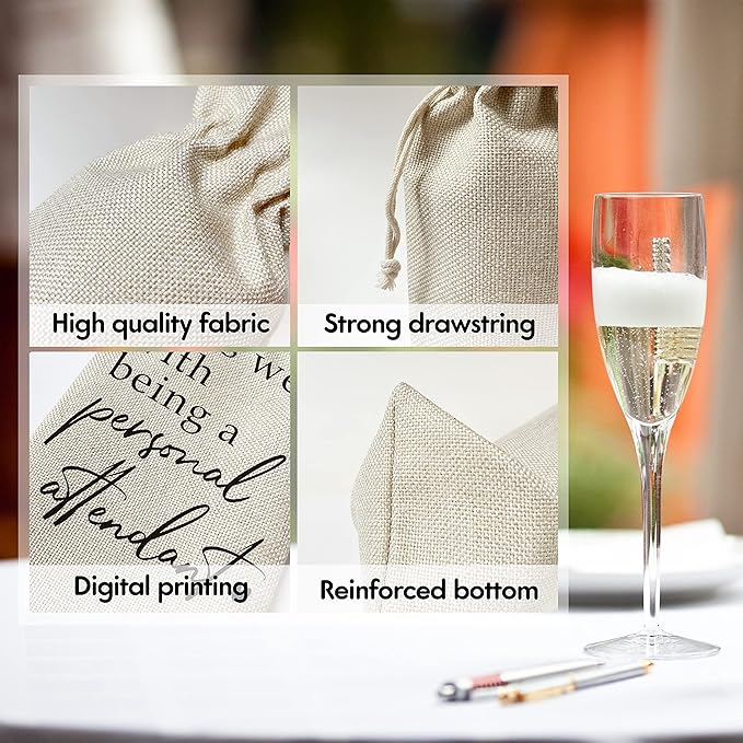 Zodvery Bridesmaid or Best Man Wine Gift Bags - for Wedding, Bridesmaid Gift, Bridesmaid Duties, Personal Attendant Proposal - Reusable Burlap With Drawstring Gift Bag (5.5"x 13.5")-1 Pcs/jiu050