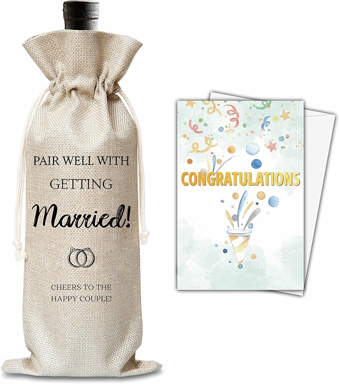 Xanev Engagement Gifts For Couples, Married Wine Gift Bag, Mr And Mrs Marriage Wedding Gifts, Honeymoon Gifts, Wedding Bridal Shower Engagement Bachelorette Party Decoration Supplies Favors, B31