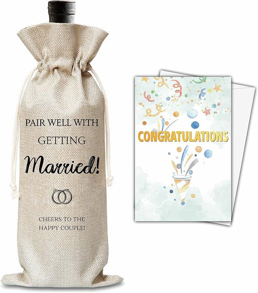 Xanev Engagement Gifts For Couples, Married Wine Gift Bag, Mr And Mrs Marriage Wedding Gifts, Honeymoon Gifts, Wedding Bridal Shower Engagement Bachelorette Party Decoration Supplies Favors, B31