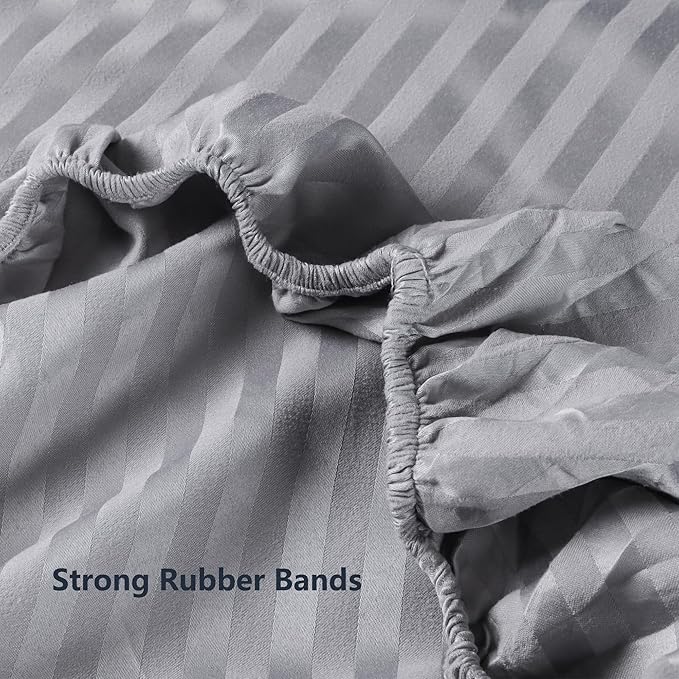 Twin Comforter Set with Sheets, 5 Pieces Super Soft Twin Bed in a Bag, All Season Solid Color Kids Bedding Set Neutral for Boys & Girls, Grey Striped