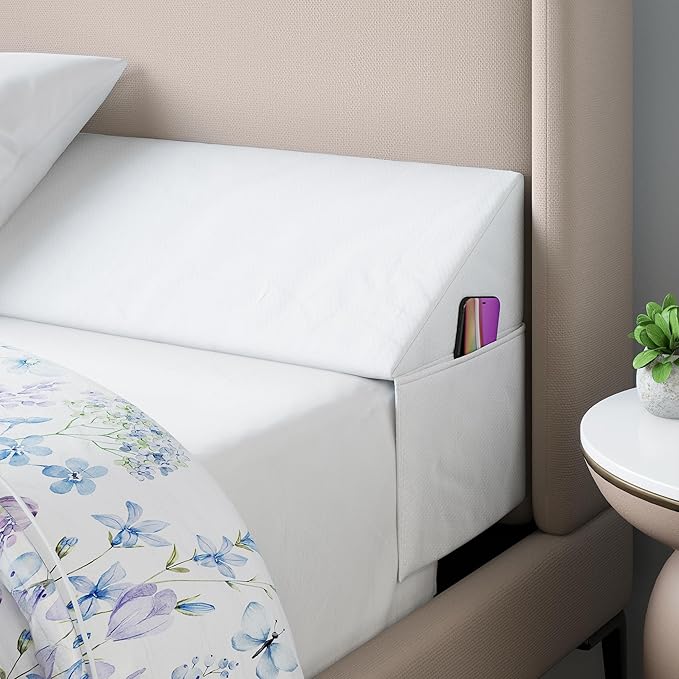 Wedge Pillow Headboard Bed Gap Filler California King - Headboard Pillow 72 X 10 X 6 - Long Pillow for Bed Wedge Gap Filler with Large Pocket for Bed Accessories - Mattress Gap Filler (White)