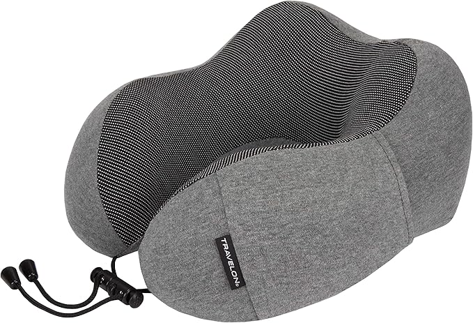 Travelon Contoured Memory Foam Travel Pillow, Charcoal, One Size