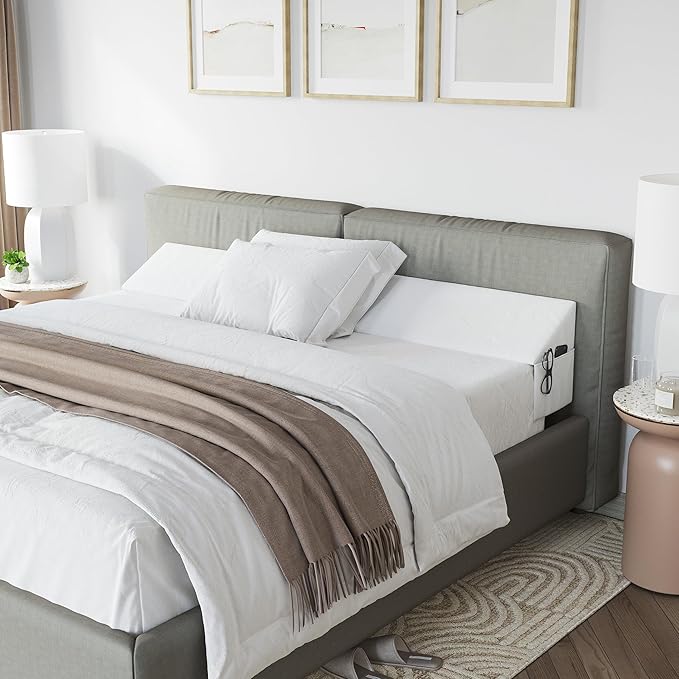 Wedge Pillow Headboard Bed Gap Filler California King - Headboard Pillow 72 X 10 X 6 - Long Pillow for Bed Wedge Gap Filler with Large Pocket for Bed Accessories - Mattress Gap Filler (White)