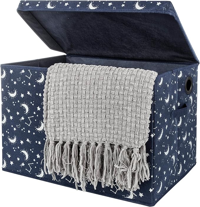 Sammy & Lou Collapsible Felt Soft Toy Box Toy Chest for Toddlers Toy Storage Organizer with Handles and Hinged Lid, 22 x 14.5 x 15 inches, Constellation