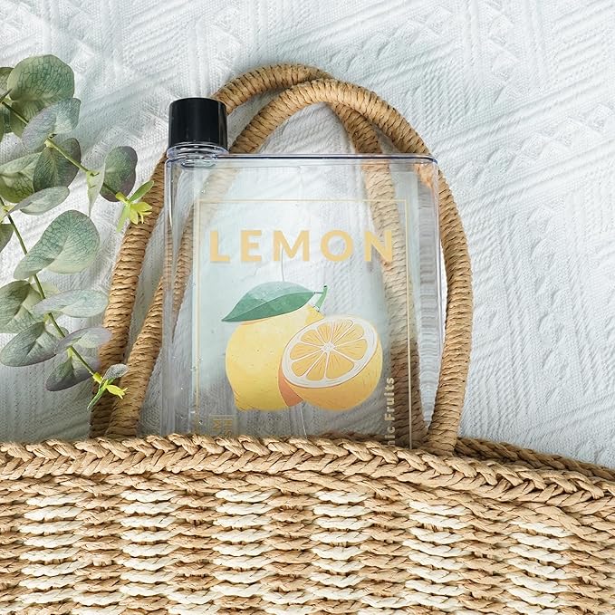 Flat Water Bottle For Travel,14oz Slim Water Bottle,Transparent Slim Water Bottle 420ml-BPA Free&Portable-Square Water Bottle Flat for Sports,Fitness,Camping,Hiking