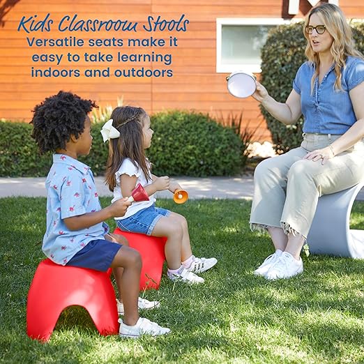ECR4Kids Ayana Stool Set, Flexible Seating, Red, 4-Pack