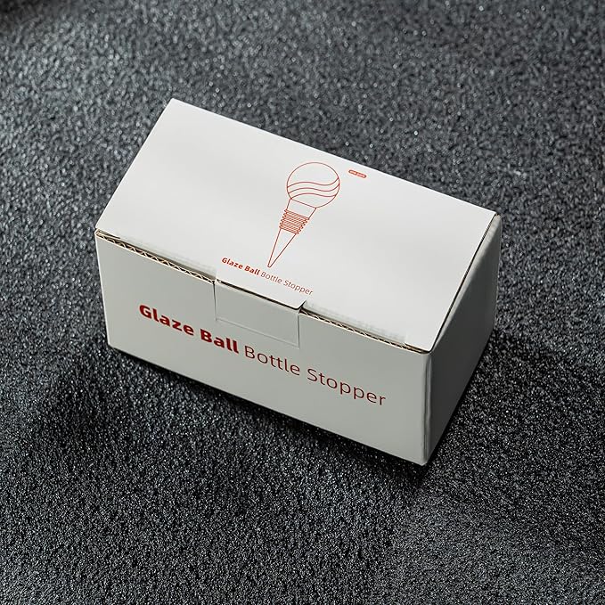 Murano Glass Wine Bottle Stopper with Blown Glass Art Deco Ball, Reusable Wine Stoppers for Beverage Saver Decorative Bottle Stoppers for Gifts, Bar, Holiday Party, Wedding, Pack of 1