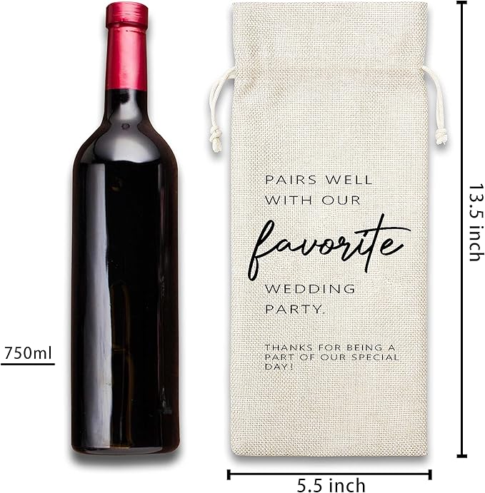 Wedding Gifts Wine Bag - Gift For Bride and Groom,Newlywed,Engagement,Bridal Shower - Cotton Burlap Wine Bag (1 Pcs) - WB042