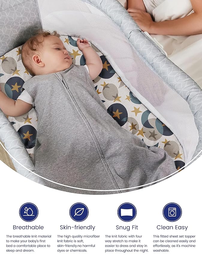 Halo Bassinest Fitted Sheets, TotAha Buttery Soft Universal Bassinet Sheets Neutral Bedside Bassinet Sheet For Girls Boys Compatible With Halo, Baby Delight, Koola, Chicco Lullago, Mika Micky Mattress