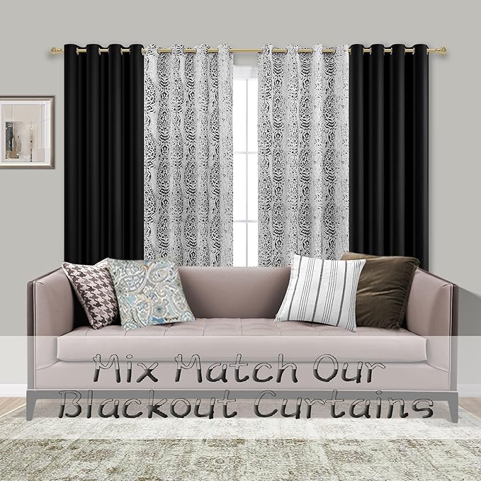 Mrs.Naturall Black Out Curtains 72 Inches Long,Grommet Blackout Drapes 72 Inch Length 2 Panels Set for Bedroom