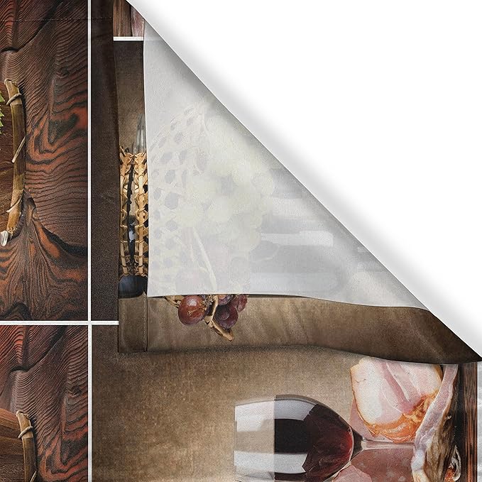 Ambesonne Wine Kitchen Curtains, Wine Themed Collage on Wooden Backdrop with Grapes and Meat Rustic Country Drink, Window Drapes 2 Panel Set for Kitchen Cafe Decor, 55" x 39", Brown Black