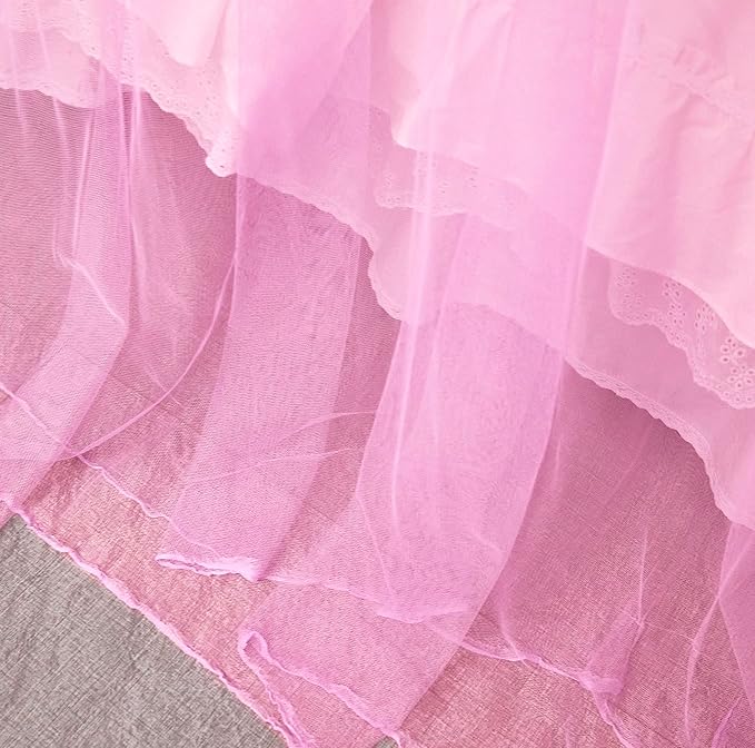 Mengersi Bed Canopy Mosquito Net for Bed,Canopy Bed Curtains Elegant Bed Drapes Screen Netting Canopy Curtains Bedroom Decor (Pink, Twin/Twin XL)