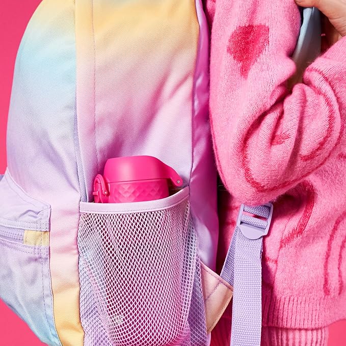 Ion8 Small Water Bottle, 350 ml/12 oz, Leak Proof, Easy to Open, Secure Lock, Dishwasher Safe, BPA Free, Carry Handle, Hygienic Flip Cover, Easy Clean, Odor Free, Carbon Neutral, Hot Pink