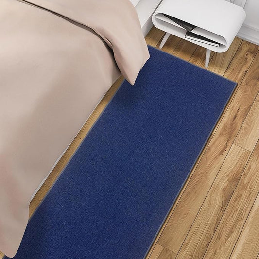 Machine Washable Modern Solid Design Non-Slip Rubberback 2x6 Traditional Runner Rug for Hallway, Kitchen, Bedroom, Living Room, 2'2" x 6', Navy