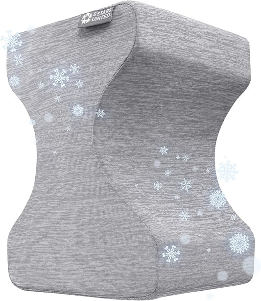 5 STARS UNITED Knee Pillow for Side Sleepers - Cooling Cover - Memory Foam Leg Pillow for Side Sleeping - Between Legs Pillow for Hip and Lower Back Pain - Sciatica Pain Relief