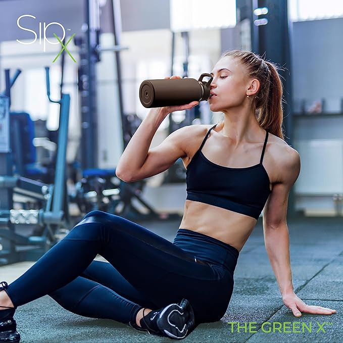 SipX™ Triple-Insulated Stainless Steel Water Bottle 32oz. With 3 Lids, BPA-Free Reusable Insulated Water Bottle Keeps Cold 24 Hours, Metal Water Bottle Made Of Sustainable Material For Hiking & Biking