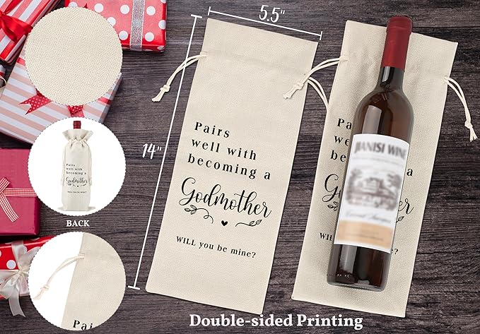 Pairs Well With Becoming A Godmother,Gender Neutral Pregnancy Announcement,Baby Announcement,Baby Announcements Ideas,Aunt for New Baby Announcement,Reusable Wine Bags With Drawstring,L32