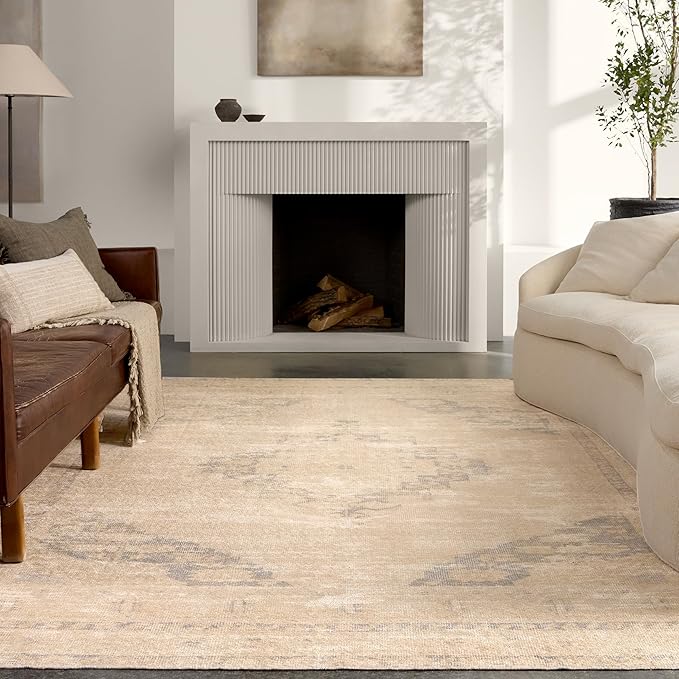 Jaipur Living Natural, Jute 6x9 Area Rug, Boho, Tan and Slate, Living Room Rug, Bedroom Rug