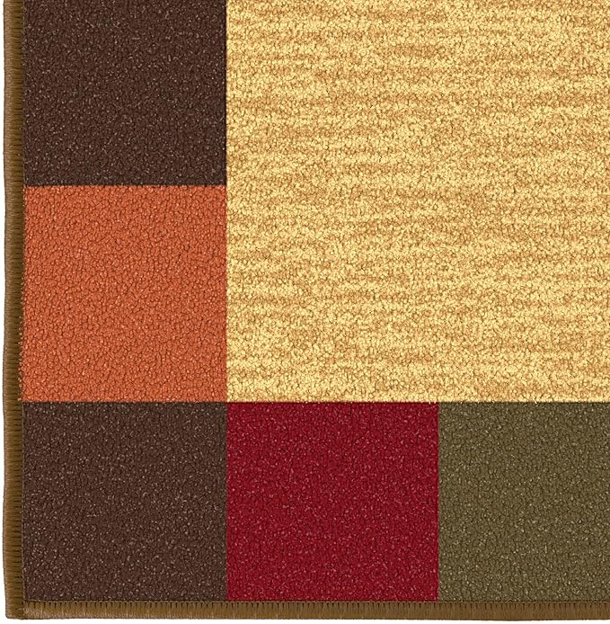 Ottomanson Laundry Collection Non-Slip Rubberback Checkered Border Design 2x5 Laundry Room Runner Rug, 20" x 59", Multicolor