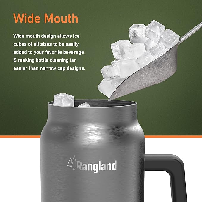 Filtered 64 oz Tumbler with Handle and Carrier Bag - Insulated Wide Mouth Water Bottle with Ahlstrom Filter System, Spill-proof Straw Lid and Padded Shoulder Strap (Stainless Steel)