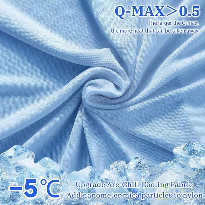 Cooling Pillow Cases for Hot Sleepers - Double Side Arc-Chill Q-Max>0.5 Cooling Fiber Cool Pillow Cases 2 Pack - Breathable Soft Cold Pillow Cases with Hidden Zipper (Blue, 20" x 26")