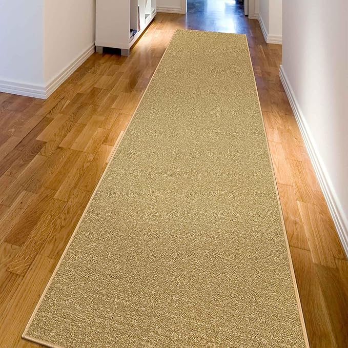 Machine Washable Modern Solid Design Non-Slip Rubberback 2x5 Traditional Runner Rug for Hallway, Kitchen, Bedroom, Entryway, 20" x 59", Beige