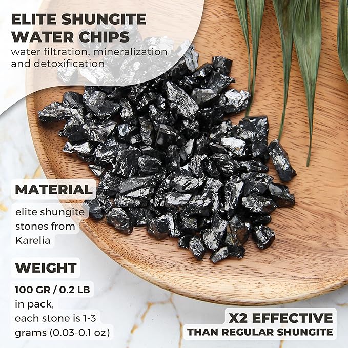 Karelian Heritage Elite Shungite Rocks for Water Purification & Filtering 0.2 lb (0.03-0.1 oz per Stone) | Certified Natural Authentic Shungite Stones from Karelia | Jewelry Making REB9