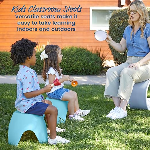 ECR4Kids Ayana Stool Set, Flexible Seating, Cyan Blue, 4-Pack