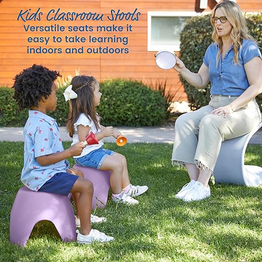 ECR4Kids Ayana Stool Set, Flexible Seating, Light Purple, 4-Pack