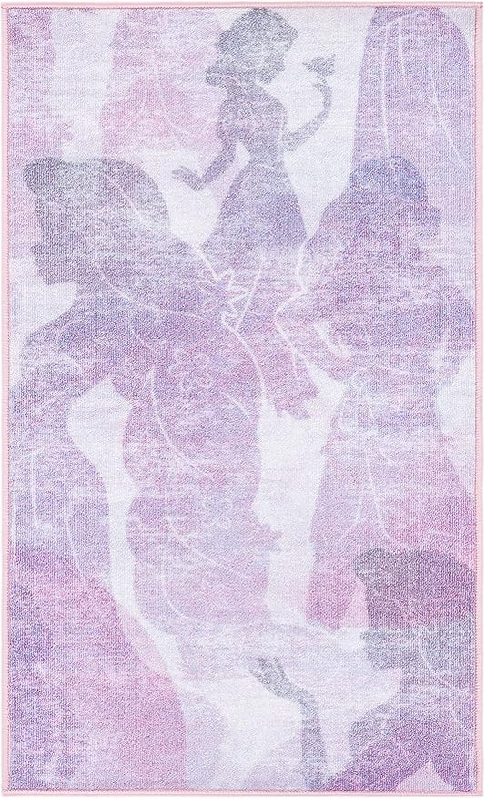SAFAVIEH Disney Princess Collection Machine Washable Slip Resistant 2'3" x 3'9" Light Purple/Pink DSN507V Kids Bedroom Nursery Playroom Area Rug