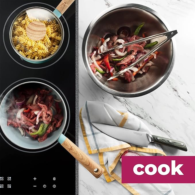 FineDine Stainless Steel Dishware Bowls - Easy To Clean, Nesting Bowls for Space Saving Storage, Great for Cooking, Baking, Prepping, 8 Quarts