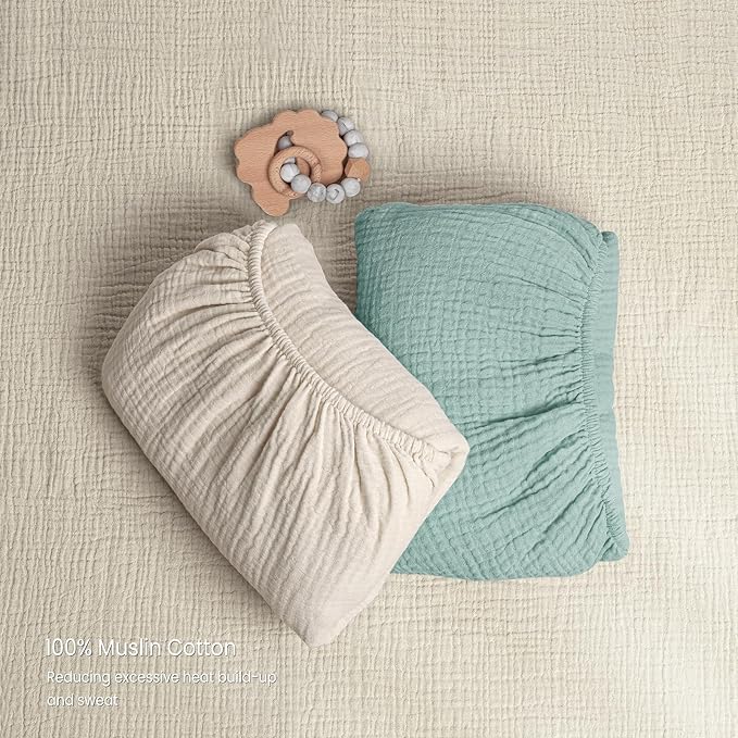 Lulu moon Muslin Crib Sheets - Fitted Crib Mattress Sheets for Boys and Girl - 28"x 52", 2 Pack