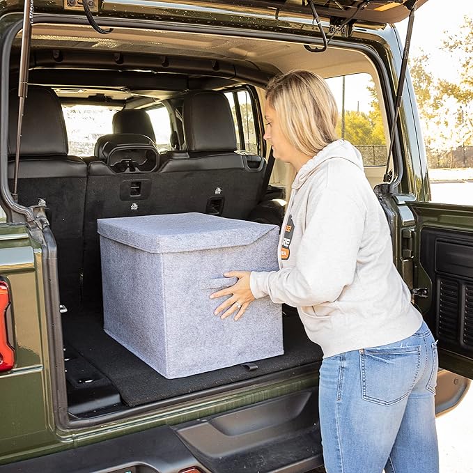 Sammy & Lou Collapsible Felt Soft Toy Box Toy Chest for Toddlers Toy Storage Organizer with Handles and Hinged Lid, 22 x 14.5 x 15 inches, Constellation